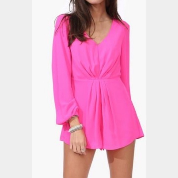 Sage Dresses & Skirts - Sage | Hot Pink Long Sleeve Romper